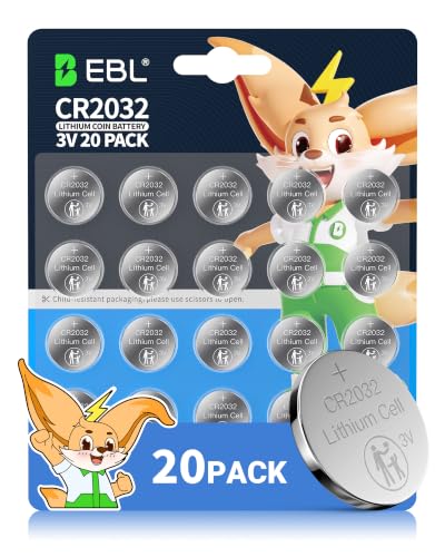 EBL CR2032 Batteries 3V Coin Battery 20 Pack
