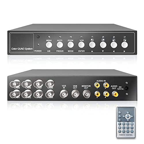 CHISHUNG 8Ch Non-Realtime Color Video Multiplexer Switcher Processor for CCTV Surveillance Cameras, Digital Zoom, Video Freezing, Motion Detection, Audio In/Out