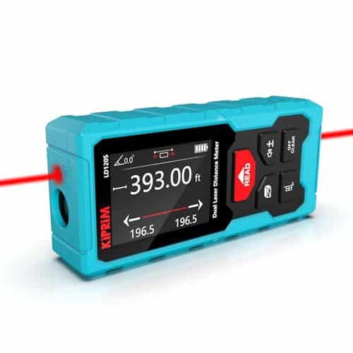 Kiprim 393ft Dual Laser Distance Measuring Tool LD120S, 120m Total Range, Electronic Level, Precise Measurements, and Pythagorean Function - Ideal for Construction, DIY, and Home Renovation