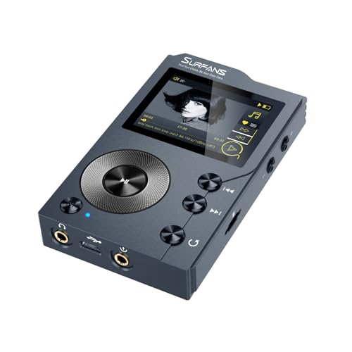 Surfans F20 HiFi MP3 Player with Bluetooth 5.2, Lossless DSD FLAC High Resolution Digital Audio Player, High-Res Portable Music Player with 64GB MicroSD Card, Support up to 512GB