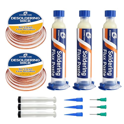 Solder Wick and Soldering flux for Electronics Repair, No Clean Flux, Solder Removal Kit