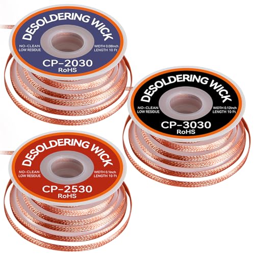 JoTownCand 3 Pack Rosin Flux Solder Wick Braid