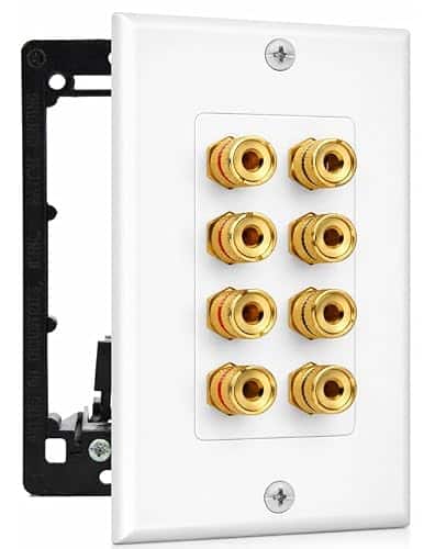 DIYTECH 4 Speaker Wall Plate, Home Theater Wall Plate, Gold Plated Binding Posts, for Home Theater Setup
