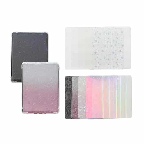 12-Pack E-Reader Inserts for 6.8-7 Inch Clear Case Back, 4 Iridescent, 2 Holographic, 2 Glittery and 4 Clear Decorative Skins, 7