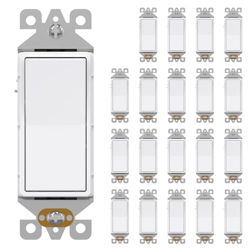 AIDA 20 Pack Light Switch - Single Pole Square Rocker Switches