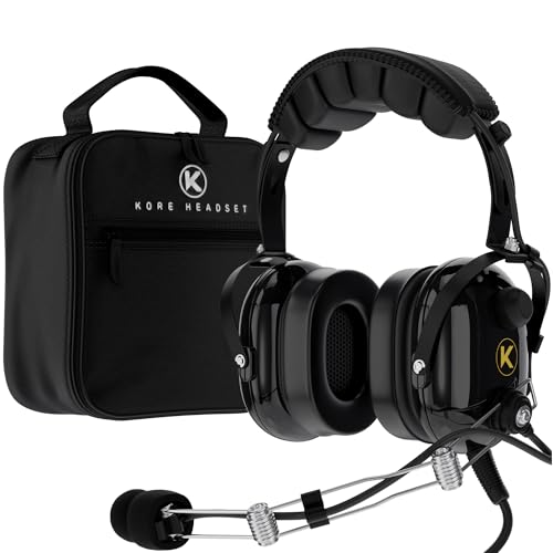 P1 General Aviation Headset for Pilots - Mono, Passive Noise Reduction, Noise Canceling Microphone, Acoustic Ear Cup, AUX Port, GA Dual Plug with Headset Bag