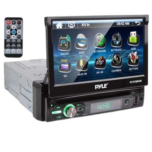 Pyle Single DIN Head Unit Receiver - In-Dash Car Stereo CD/DVD Player with 7