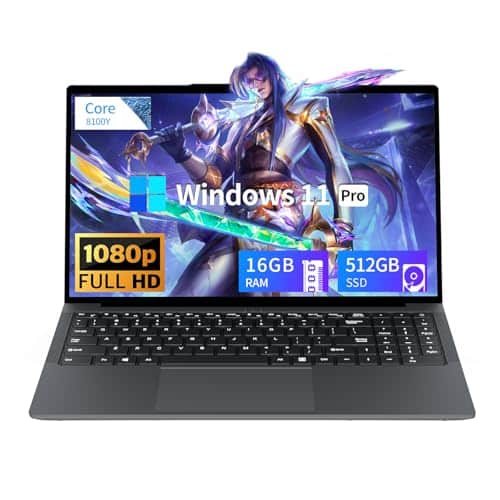 Tunhail 15.6 inch Laptop, Laptops with Core Processor (up to 3.40GHz), Gaming Laptop 16GB RAM 512GB ROM, FHD 1920 x 1080, Win 11 Pro Traditional Laptops Computers