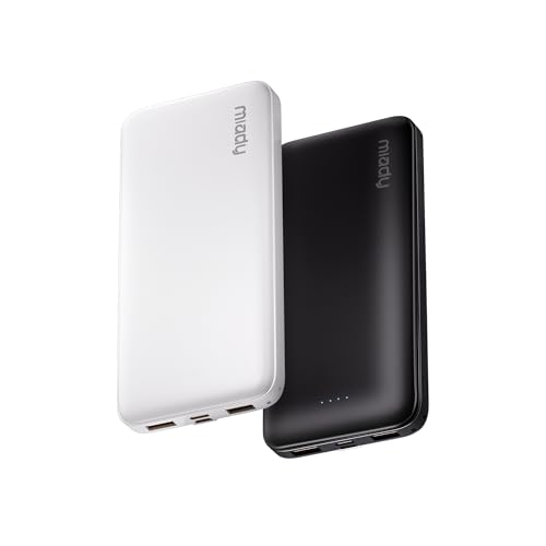 Miady 2-Pack Portable Charger, Slim 10000mAh Power Bank Travel Battery Pack
