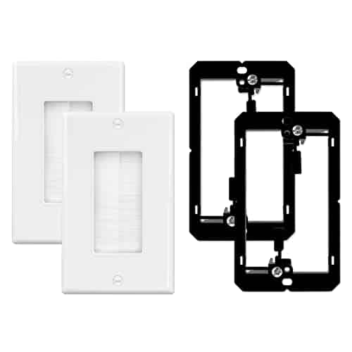 iwillink 2-Pack Brush Wall Plate with Low Voltage Mounting Bracket, White