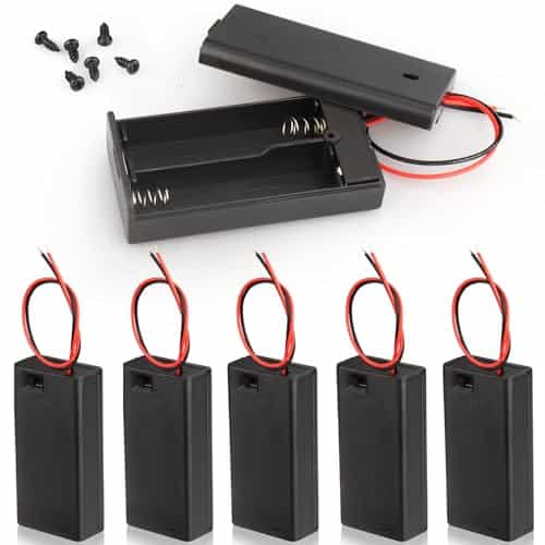 VWEICYY 6PCS 2 x 1.5V AA Battery Holder Enclosures with Wire Leads and On/Off Switch