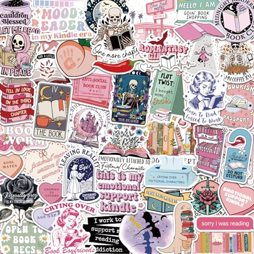 150 PCS Romance Book Stickers for Kindle, Holographic Bookish Sticker Pack Reading Glitter Vinyl Decals for Laptop Ebook Readers Water Bottles Journal Scrapbook Waterproof