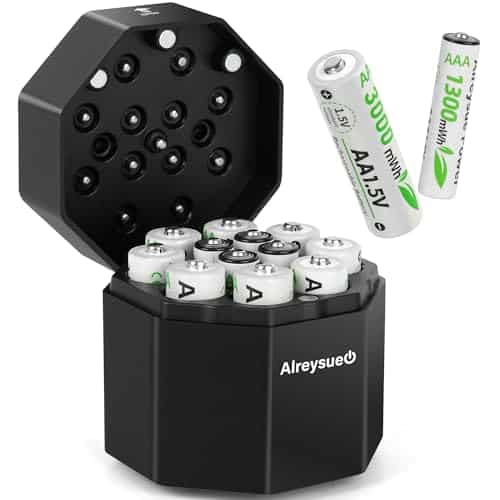 12Pack Rechargeable AA & AAA Battery Pack with Charger Station
