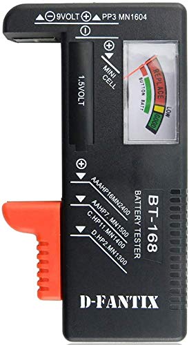 D-FantiX Battery Tester for AAA AA C D 9V, Universal Battery Charge Checker