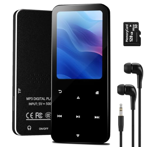 144GB MP3 Player, Bluetooth 5.2 Music Player, HiFi Sound Digital Music, Built-in HD Speaker, FM Radio, Voice Recorder, Earphones Included, MP3 Player for Friends, Kids, Students, Seniors (Black)