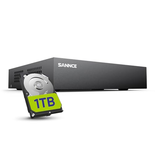 SANNCE 8-Channel 1080P Wired Home Surveillance Security Camera System DVR Recorder with 1TB Hard Disk Drive, Human Detection, Standalone DVR Video Recorder CCTV Support 5-in-1 CVBS/AHD/TVI/CVI/IP