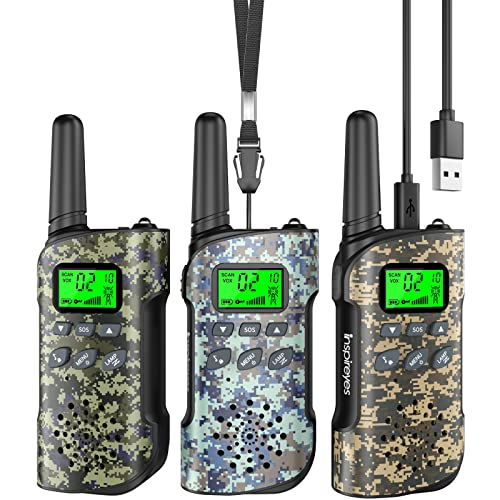 Inspireyes Kids Walkie Talkies, Rechargeable 3 Pack Long Range 2-Way Radios