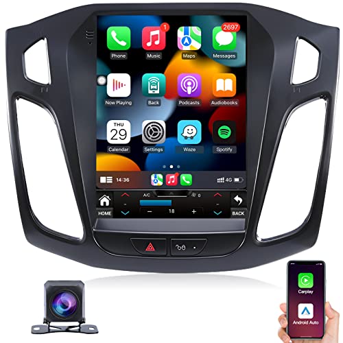 Ford Focus Car Stereo Radio 2012-2018 with Carplay/Android Auto, 10.4 Inch IPS Touch Screen Replacement with GPS Navigation Bluetooth 5GWiFi Mirror Link Backup Camera, 2G RAM 32G ROM