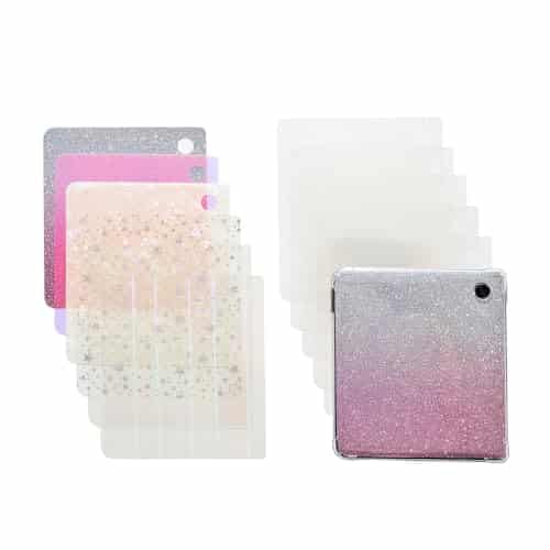 12PCS Clear & Glitter Inserts Skin for E-Reader Clear Case Compatible with Kobo Libra, Holographic Decor Decoration Accessories (6pcs Glittery+ 6pcs Clear Inserts)