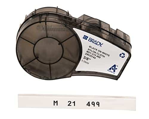 Brady Authentic (M21-375-499) Multi-Purpose Nylon Label for General ID, Wire Marking, and Lab Labeling, Black on White- For M210, M210-LAB, M211, BMP21-PLUS and BMP21-LAB Printers, .375