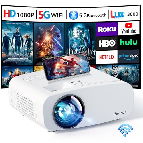 Projector with WiFi and Bluetooth, Pericat 4K Supported Mini Projector