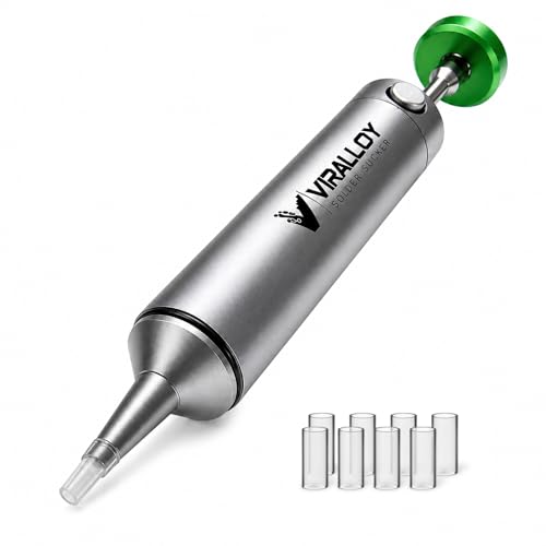 Solder Sucker Tool No Clog Silicone-Tip Manual Desoldering Pump Soldering Accessories for Solder Remover – Unrivaled Suction • No Power Needed • Ultra Low-Maintenance • Best-in-Class Desoldering Gun