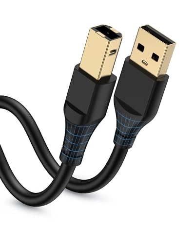 HP Printer Cable 6ft, Square USB A to USB B Cable for Printer/Scanner Epson