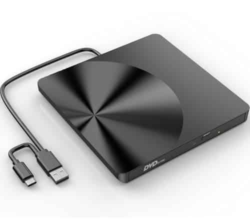 Portable External CD/DVD Drive Player, USB 3.0 & USB C CD Burner +/-RW RW Burner CD ROM Reader Writer Disk Duplicator Optical Drive for Laptop Desktop PC Windows 11/10/8/7 Apple Mac Pro MacBook Linux