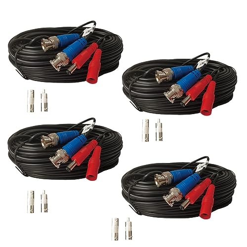 Yuarisx 4 Pack 50ft All-in-One Video Power Cables, Security Camera Cable BNC Extension Surveillance Wire Cord for CCTV Security DVR System Installation