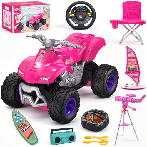 Luno Bino RC Cars for Girls, 2.4GHz Remote Control Car, Off-Road Vehicle, Toy Car for 11.5 Fashion Dolls, Birthday Gift for Kids Ages 3+ (ATV Style)