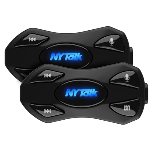 NYTALK N2 2-Way Motorcycle Helmet Bluetooth Headset, Music Sharing, 2 Pack