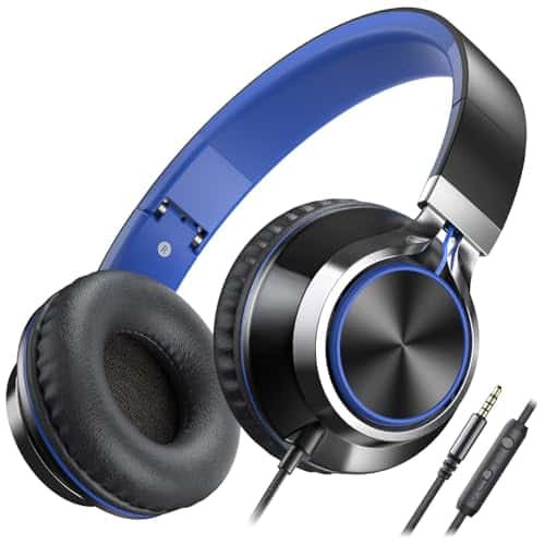 AILIHEN C8 Kids Wired Headphones with Mic for School, 3.5mm Jack, BlackBlue