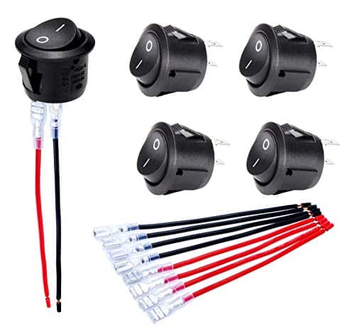 DaierTek UL Listed ON Off Round Rocker Switches SPST 20mm Mini 12 Volt DC Mini Circle Toggle Switch 12V for Car Automotive RV 2 Pin Switch 120V Wired KCD1-5Pack
