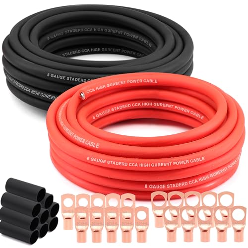 8 Gauge Wire 50ft Red/Black CCA Power/Ground Cable for Auto & Car Amplifier