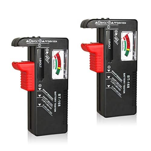 VTECHOLOGY 2Pcs Battery Tester for AA AAA C D 9V 1.5V Household Batteries