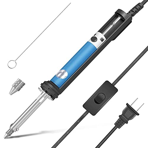 HANDSKIT Electric Desoldering Pump Desoldering Iron Solder Sucker with Shorter Charging Handle and Desoldering Suction Nozzles for Through Hole Desoldering Repairing