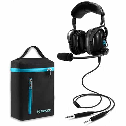 AIRVOICE Pilot Headset with Passive Noise Reduction, PNR General Aviation Headset with Comfortable Earpads and Noise Canceling Microphone, for Pilot, Flight School Student, Instructor