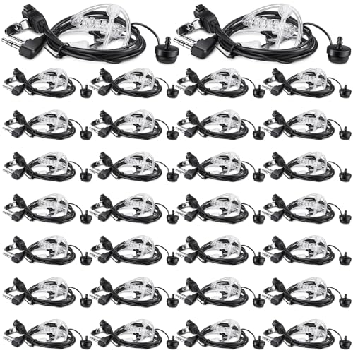 Weewooday 20 Pack Walkie Talkies Earpiece with Mic Radio 2 Pin Acoustic Tube Headset Earpiece Compatible with Baofeng UV-5R Retevis H-777 RT1 RT21 RT22 Arcshell AR-5 2 Way Radio