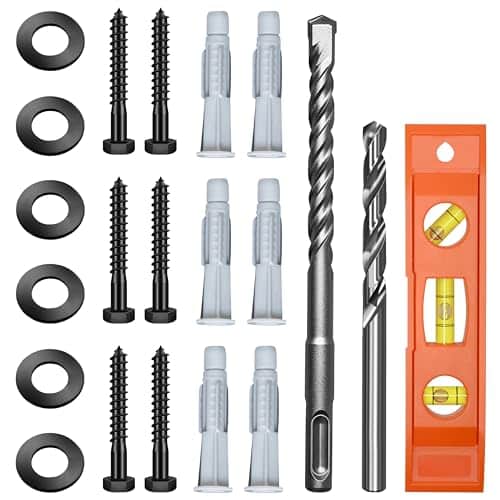 EASTPUK Lag Bolts for TV Wall Mount with Drill Bit, 23-Pack TV Mount Screws Kit with M8x65mm Lag Screws, Drywall Anchors, Washers, Bubble Level Hardware Kit for Wood Stud Brick Concrete