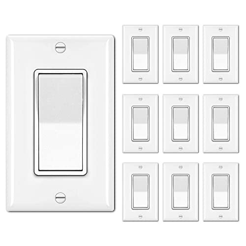 BESTTEN 10 Pack Single Pole Decorator Light Switch