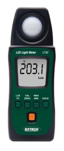 Extech LT40 White LED Light Meter, Lux and Foot Candle, 4000 Count