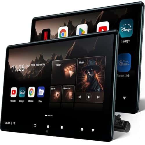 15.6” Android Car TV Headrest Monitor (Pair), Car Rear Entertainment System