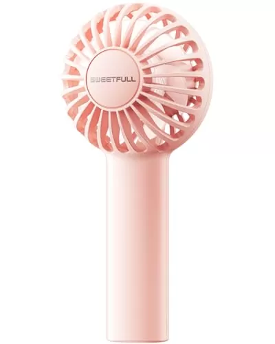 SWEETFULL Mini Portable Fan - Rechargeable Handheld Fan, 3 Speeds Personal Hand Gifts for Travel, Makeup, Eyelash, Kids, Girls, Women - USB, Cute Design
