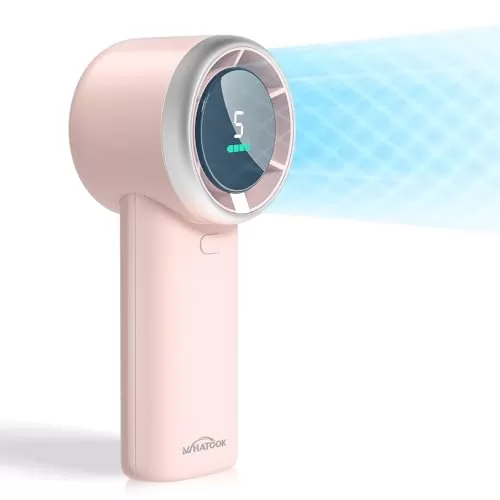 WHATOOK Portable Fan Handheld Mini Fan: High Speed Cooling Fans 10 Hours Battery Life Usb Rechargeable Personal Fans Small Essentials for Women Beach Travel Vacation(Pink)