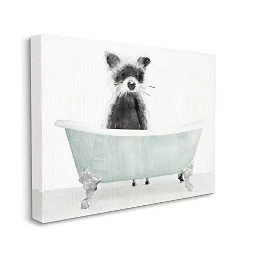 Stupell Industries Raccoon in A Tub Funny Animal Bathroom Drawing, Stellar Design Studio Wall Art, 16 x 20, Canvas
