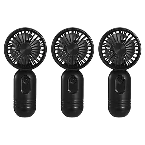 Portable Mini 3-pack Handheld Personal Small Fan with 3-speed for Travel, USB Rechargeable Battery Operated Eyelash Fan, Black