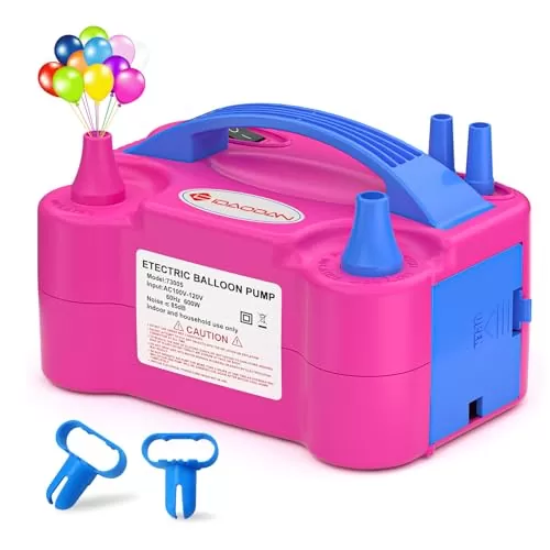 IDAODAN Electric Balloon Pump, Portable Electric Balloon Blower Machine Balloon Air Pump Dual Nozzle110V 600W Balloon Inflator for Party Decorations