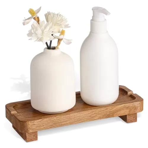 Wood Riser Small Decorative Tray 8.7x3.6 inches Sink Soap Dish, Vanity Tray Pedestal Stand Bathroom Decor Farmhouse