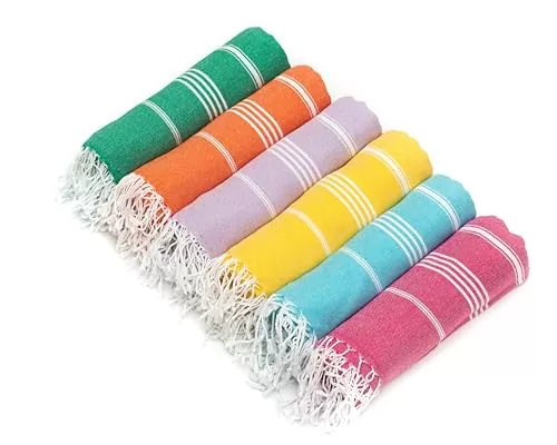 HAVLULAND Turkish Beach Towel Oversized Clearance Turkish Bath Towels Pack 6 Bulk Extra Large Sand Free Quick Dry Absorbent Lightweight Pool Travel Camping Blanket Beach Essentials