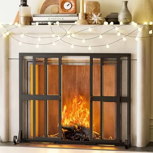 Fireplace Screen with Sliding Doors, 37.8